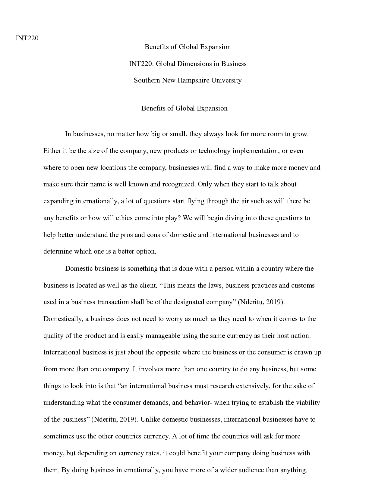 Preview image for INT220 Benefits of Global Expansion|    INT220  Benefits of Global Expansion  INT220: